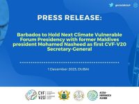Barbados to Hold Next Climate Vulnerable Forum Presidency with former Maldives president Mohamed Nasheed as first CVF-V20 Secretary-General