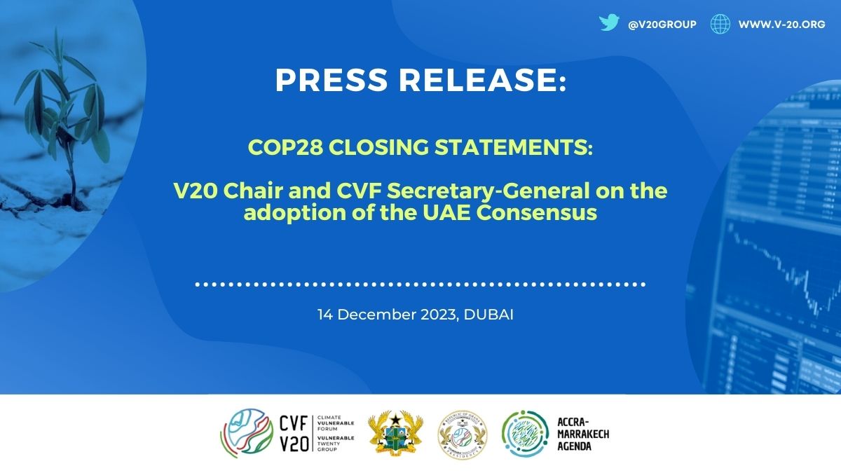 V20 Chair and CVF Secretary-General on the adoption of the UAE Consensus